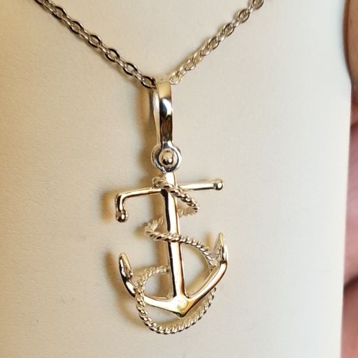 Fouled Anchor Pendant with Bent Stock Sterling Silver - Chesapeakejewelers