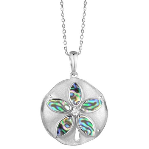 Elegant silver pendant with colorful gemstone petals on a delicate chain.