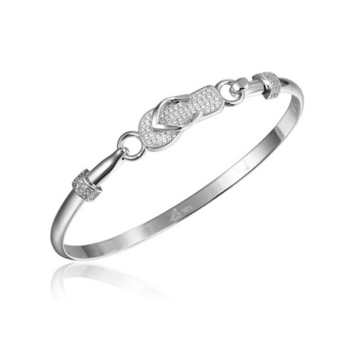 Elegant silver bracelet with a knot design on a white background.