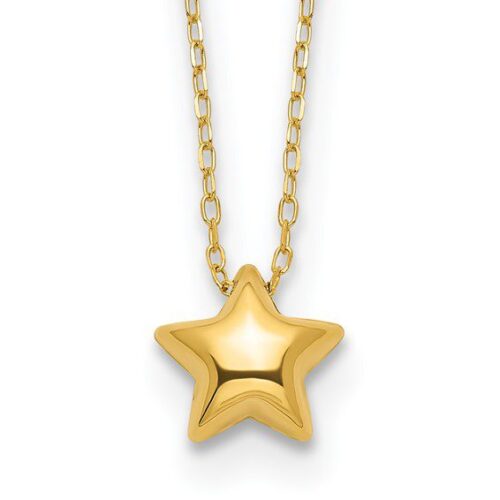 Gold star pendant necklace on a fine chain.