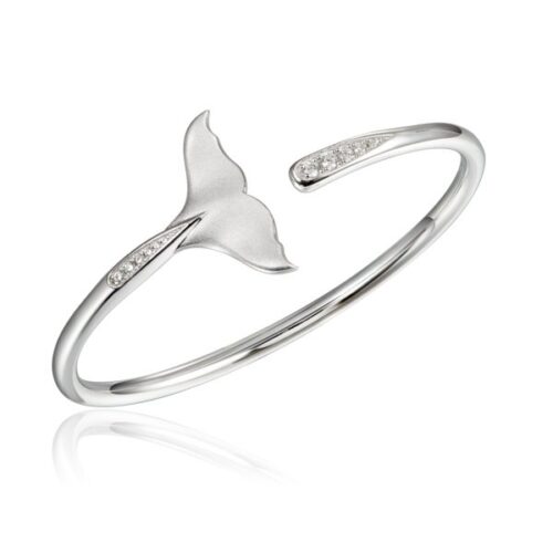 Elegant silver bracelet with a whale tail charm.