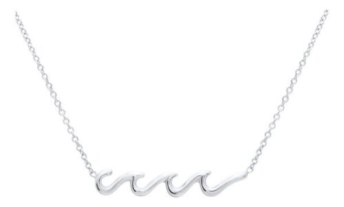 Silver necklace with a pendant shaped like three connected 'w' letters.